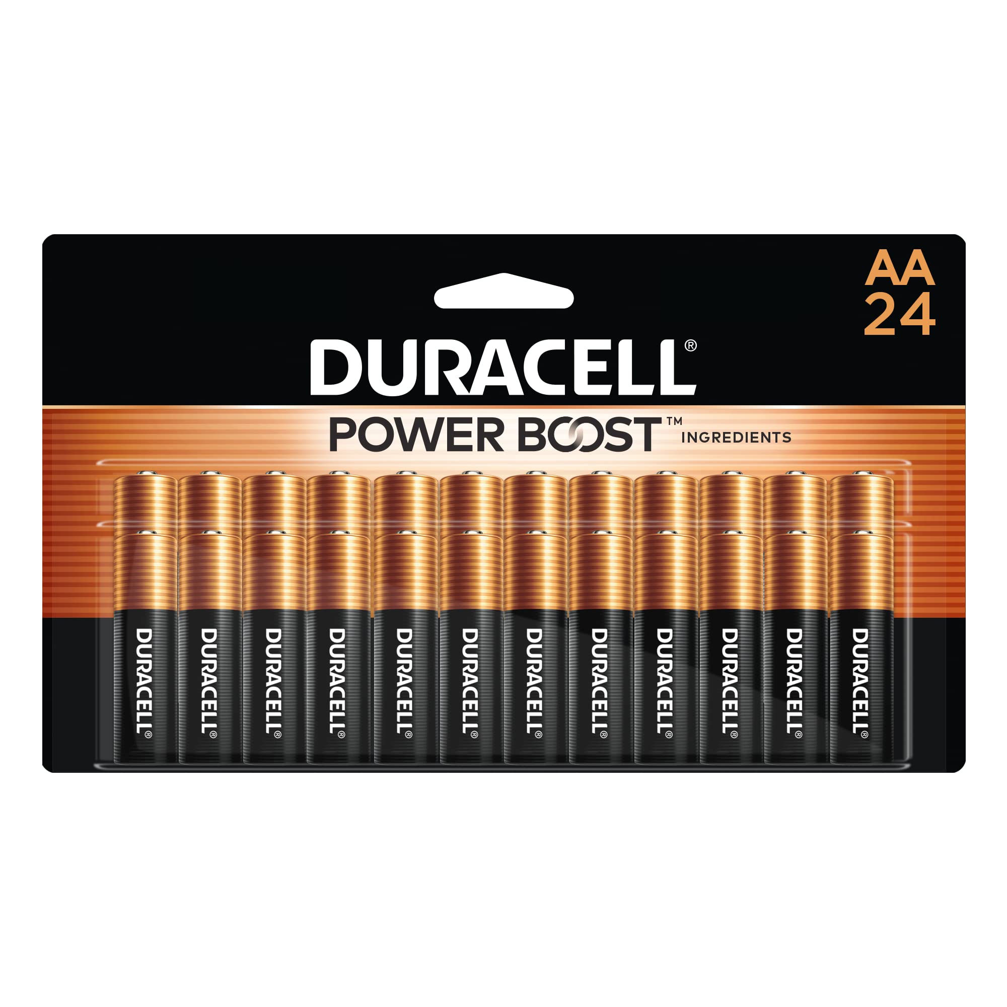 Duracell Coppertop AA Batteries with Power Boost Ingredients, 24 Count Pack Double A Battery with Long-lasting Power, Alkaline AA Battery for Household and Office Devices