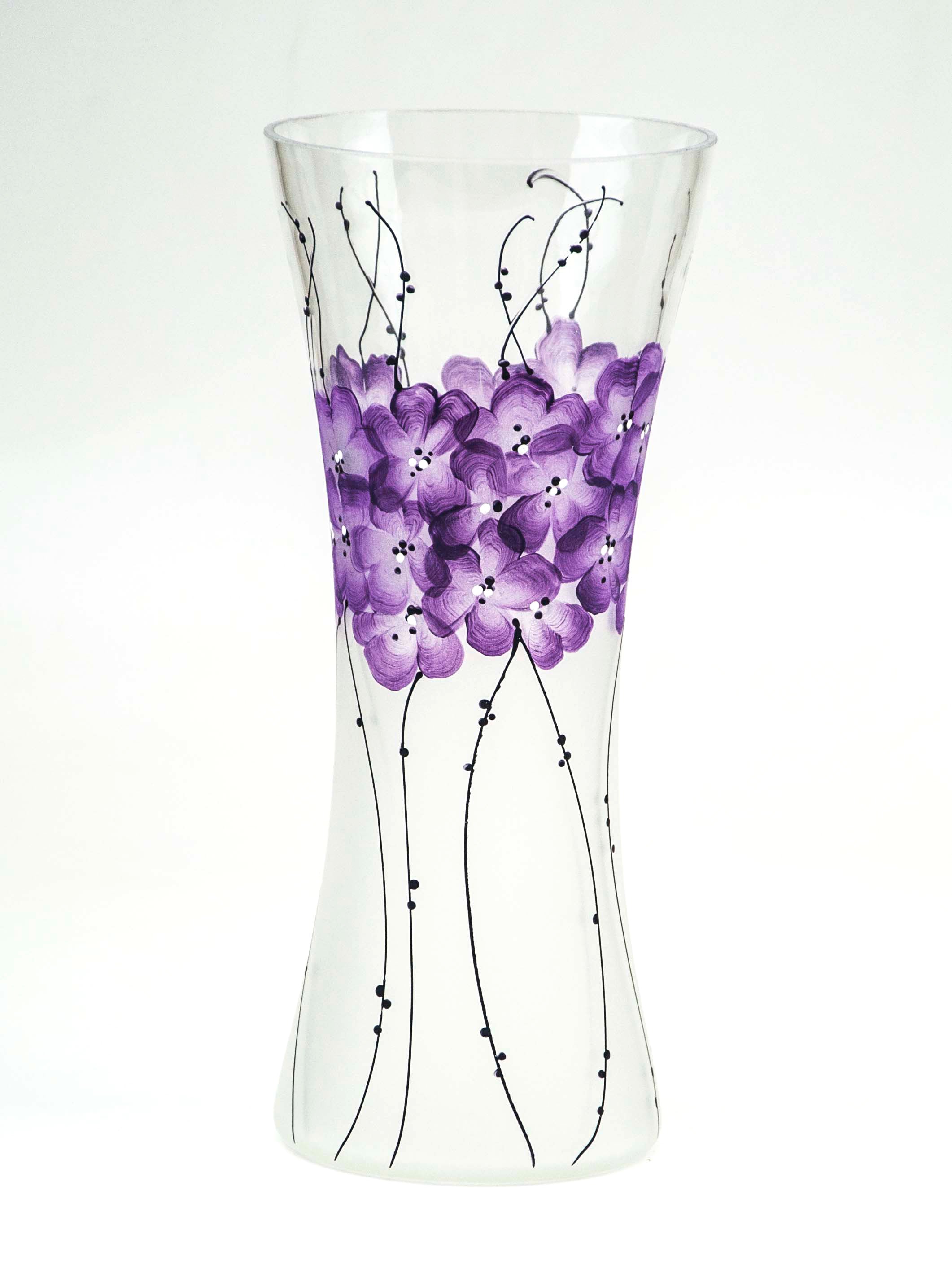 Handpainted Glass Vase | Painted Art Glass Vase | Interior Design Home Decor | Table vase 12 inch