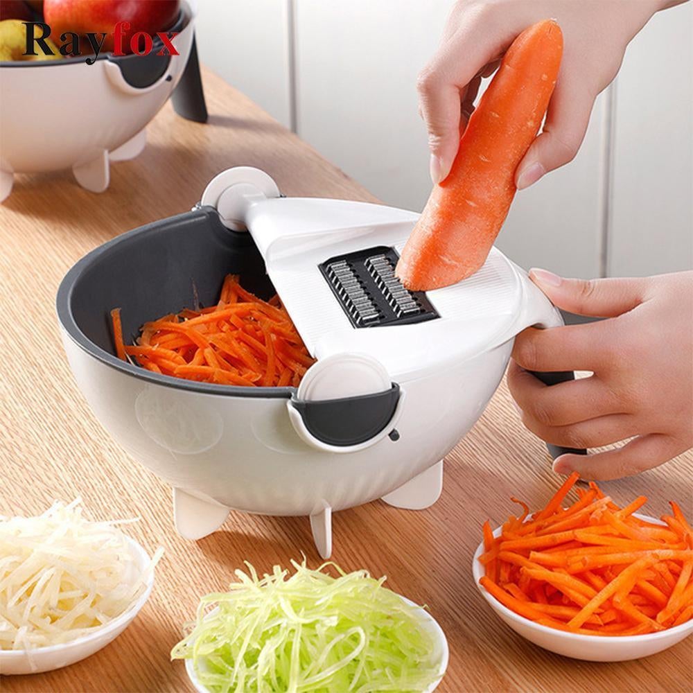 9 In 1 Multi functional Rotate  Fruit Grater Drain Basket