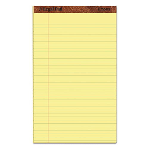 TOPS The Legal Pad Writing Pads, 5" x 8", Jr. Legal Rule, Canary Paper, 50 Sheets, 12 Pack (7501)