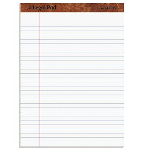 TOPS The Legal Pad Writing Pads, 5" x 8", Jr. Legal Rule, Canary Paper, 50 Sheets, 12 Pack (7501)