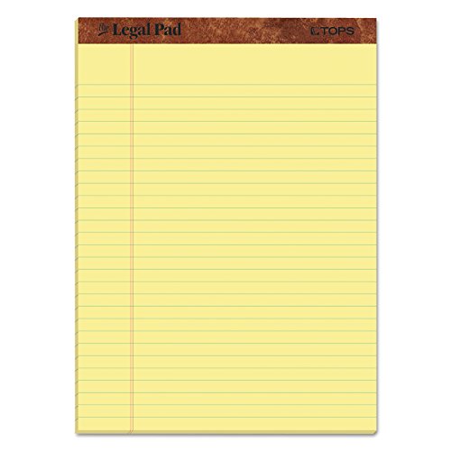 TOPS The Legal Pad Writing Pads, 5" x 8", Jr. Legal Rule, Canary Paper, 50 Sheets, 12 Pack (7501)