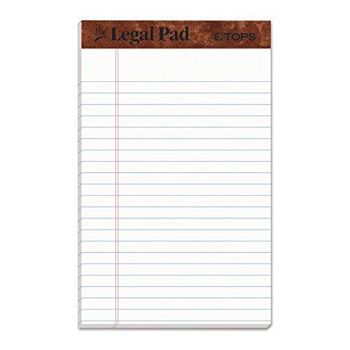 TOPS The Legal Pad Writing Pads, 5" x 8", Jr. Legal Rule, Canary Paper, 50 Sheets, 12 Pack (7501)