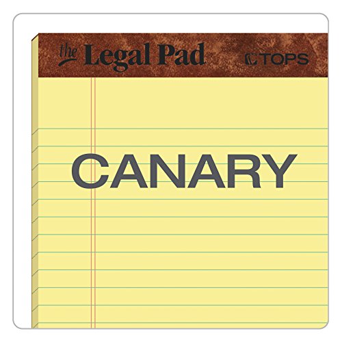 TOPS The Legal Pad Writing Pads, 5" x 8", Jr. Legal Rule, Canary Paper, 50 Sheets, 12 Pack (7501)