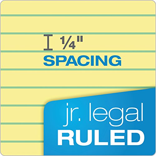 TOPS The Legal Pad Writing Pads, 5" x 8", Jr. Legal Rule, Canary Paper, 50 Sheets, 12 Pack (7501)