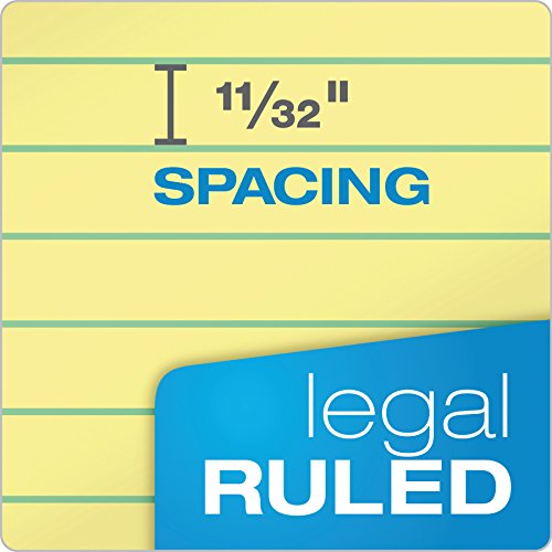 TOPS The Legal Pad Writing Pads, 5" x 8", Jr. Legal Rule, Canary Paper, 50 Sheets, 12 Pack (7501)