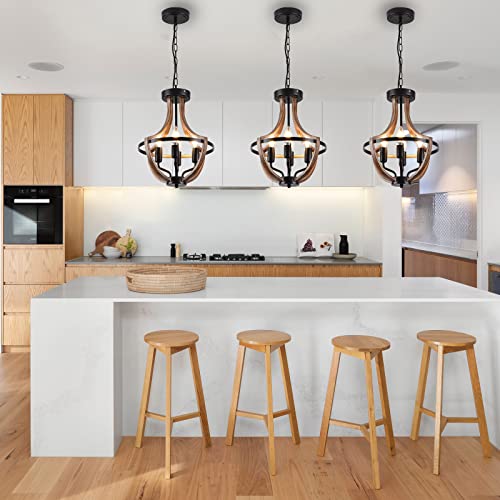 Lanhall 4 Light Farmhouse Chandelier Modern Flush Mount Ceiling Light Fixture Pendant Lighting Hanging Lights for Dining Room, Kitchen Island, Living Room, Bedroom, Foyer, Entryway Metal E12 Base