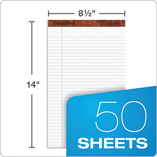 TOPS The Legal Pad Writing Pads, 5" x 8", Jr. Legal Rule, Canary Paper, 50 Sheets, 12 Pack (7501)