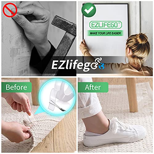 EZlifego Double Sided Tape Heavy Duty, Multipurpose Removable Mounting Tape Adhesive Grip,Reusable Strong Sticky Wall Tape Strips Transparent Tape Poster Carpet Tape for Paste Items,Household (9.85FT)