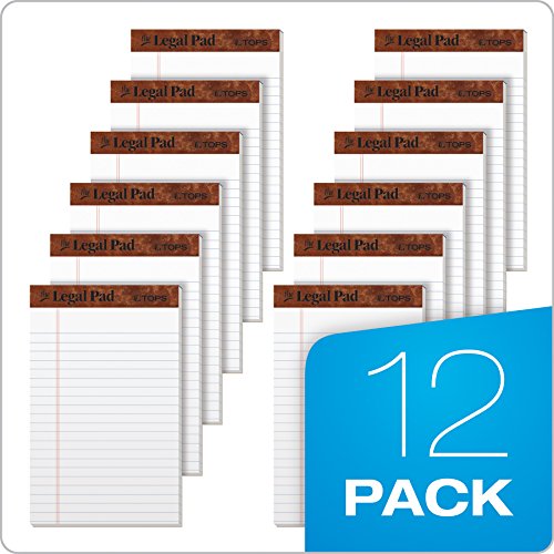 TOPS The Legal Pad Writing Pads, 5" x 8", Jr. Legal Rule, Canary Paper, 50 Sheets, 12 Pack (7501)