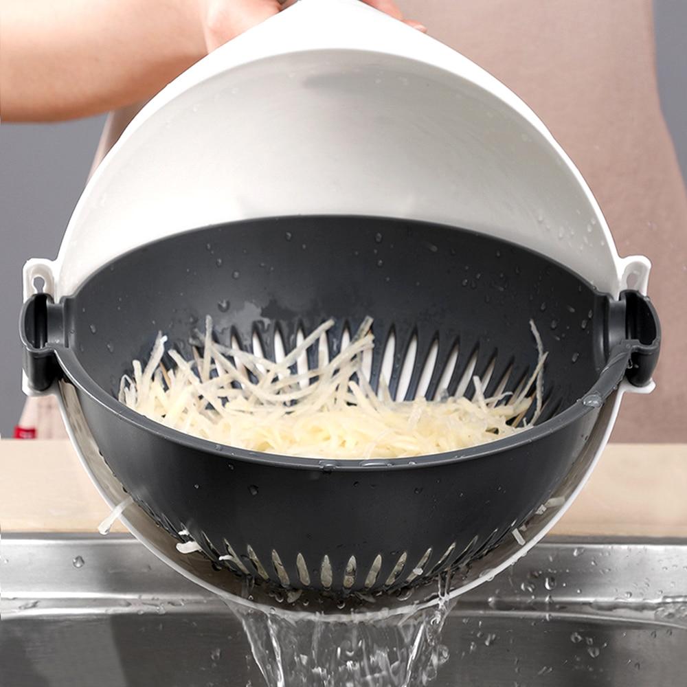 9 In 1 Multi functional Rotate  Fruit Grater Drain Basket