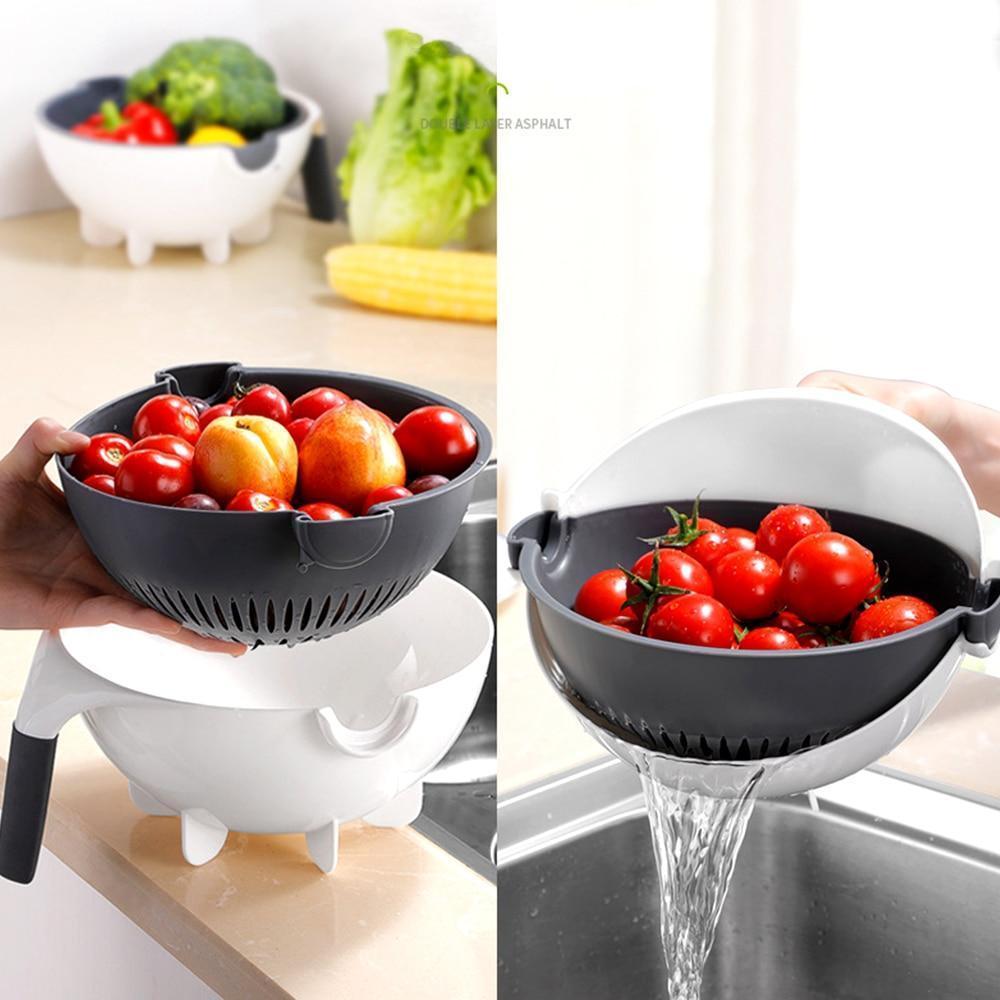 9 In 1 Multi functional Rotate  Fruit Grater Drain Basket