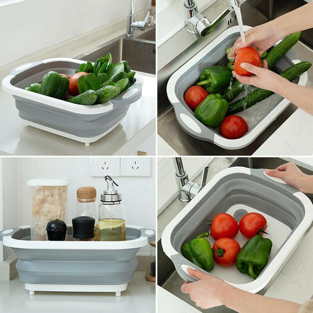 Folding Chopping Board Vegetable Washing Basket