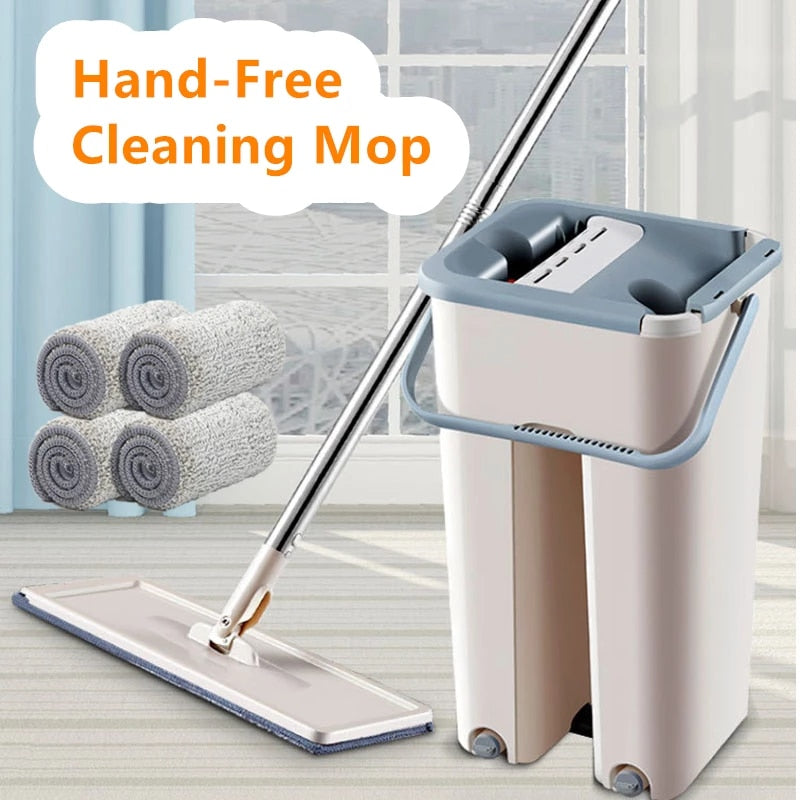 Flat Mop Bucket Hand Free Wringing